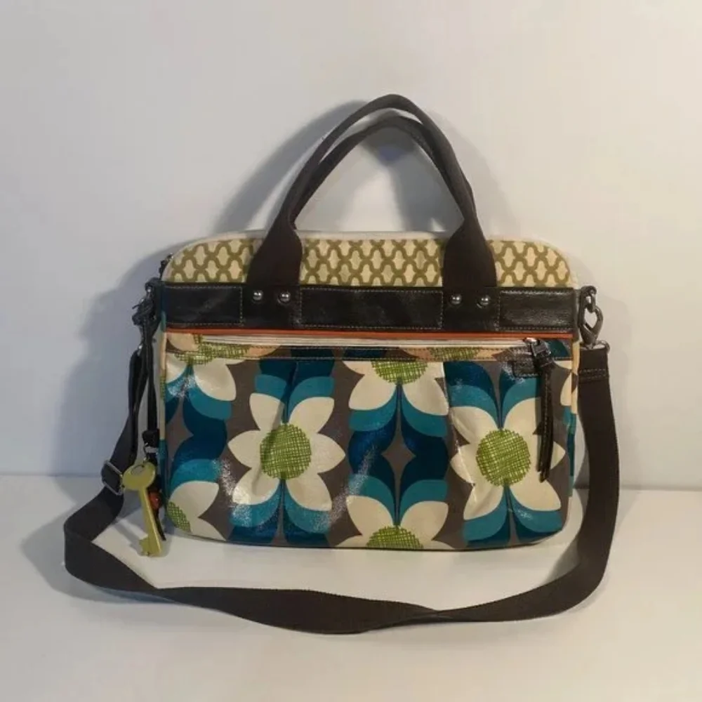 Fossil Leather Key- Per Laptop Crossbody
